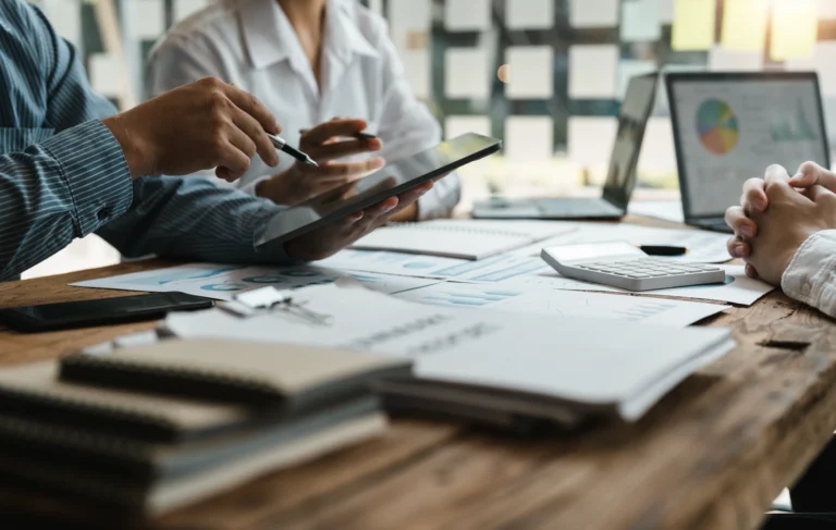 Business Planning at a Wooden Desk